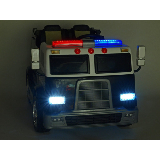 Dvojmiestný policajný bus 4x4 s 2,4 G DO, megafónom, sirénou, majákom, USB, MP3, voltmetrom, EVA kolesami