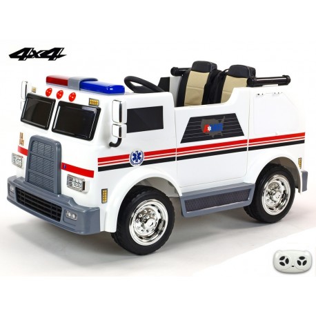 Dvojmiestný policajný bus 4x4 s 2,4 G DO, megafónom, sirénou, majákom, USB, MP3, voltmetrom, EVA kolesami