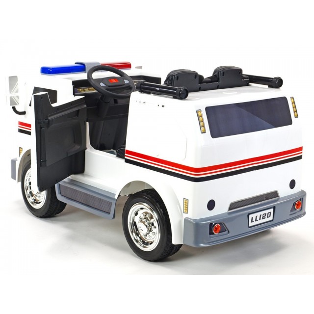 Dvojmiestný policajný bus 4x4 s 2,4 G DO, megafónom, sirénou, majákom, USB, MP3, voltmetrom, EVA kolesami