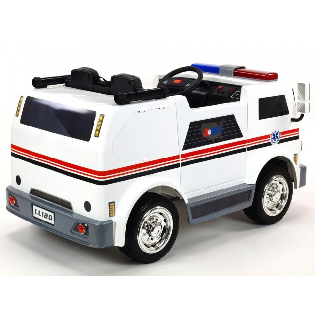 Dvojmiestný policajný bus 4x4 s 2,4 G DO, megafónom, sirénou, majákom, USB, MP3, voltmetrom, EVA kolesami