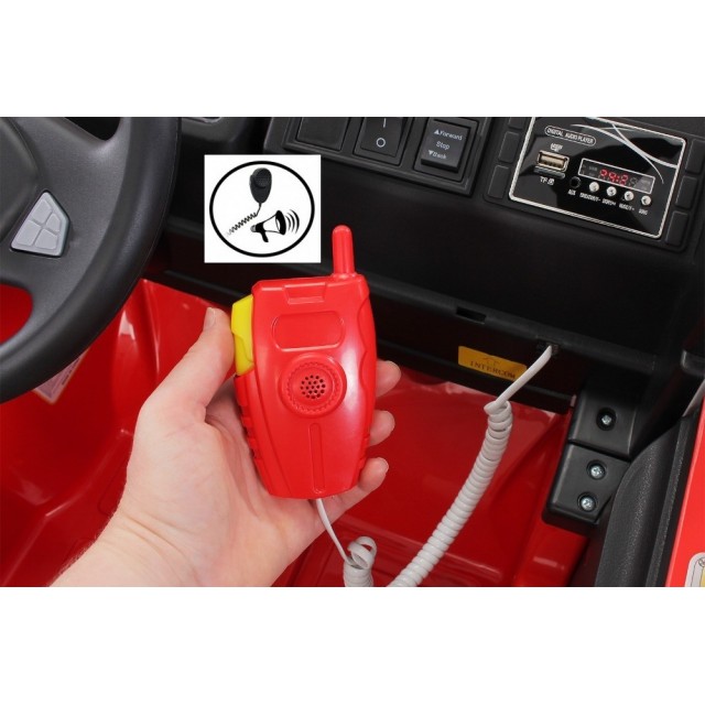 Dvojmiestný policajný bus 4x4 s 2,4 G DO, megafónom, sirénou, majákom, USB, MP3, voltmetrom, EVA kolesami