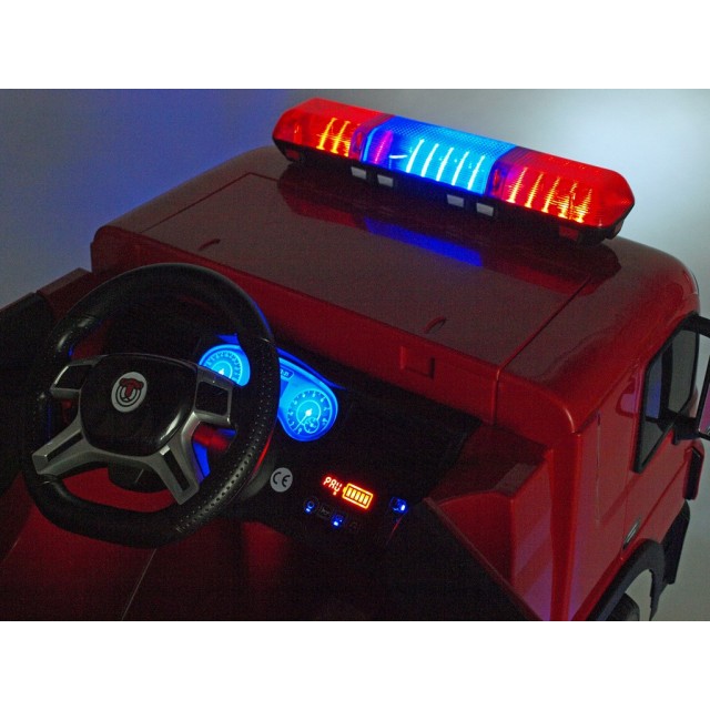 Dvojmiestný policajný bus 4x4 s 2,4 G DO, megafónom, sirénou, majákom, USB, MP3, voltmetrom, EVA kolesami