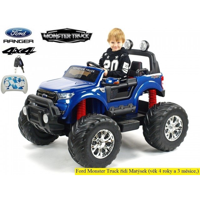 Ford Ranger Monster Truck 4x4, EVA kolesá, 2,4G DO, bluetooth, FM, USB, TF, otváracie dvere a kapota, čierna metalíza