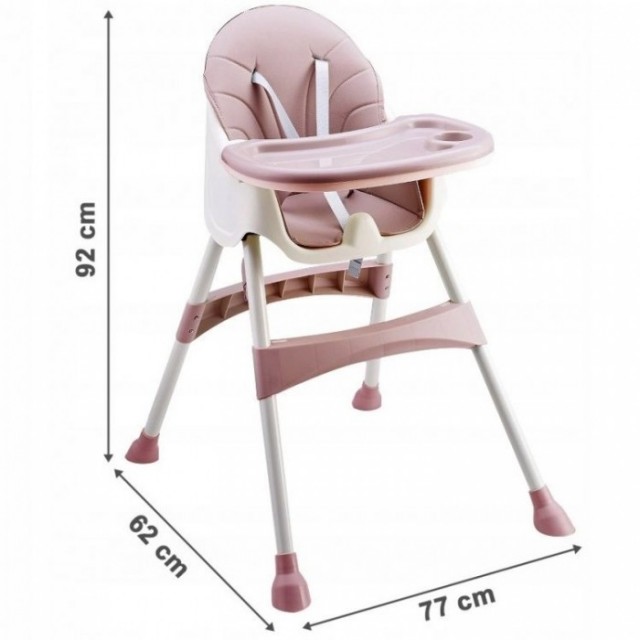 Eco toys Jedálenská stolička, stolček 2v1 - sivá
