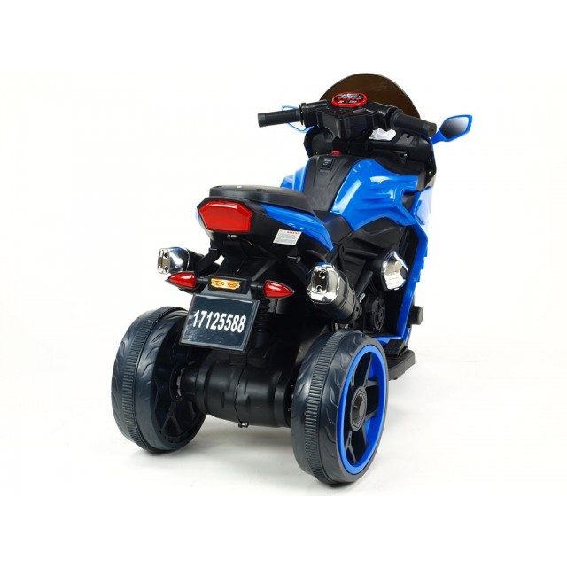 Motorka-Tricykl Dragon s mohutnými výfukmi,motor 2x12V,digiplayer USB,Mp3,voltmeter,LED osvetlenie,modrá