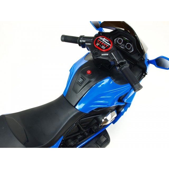 Motorka-Tricykl Dragon s mohutnými výfukmi,motor 2x12V,digiplayer USB,Mp3,voltmeter,LED osvetlenie,modrá