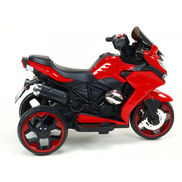 Motorka-Tricykl Dragon s mohutnými výfukmi,motor 2x12V,digiplayer USB,Mp3,voltmeter,LED osvetlenie,modrá