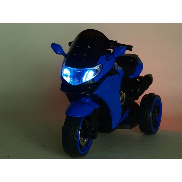 Motorka-Tricykl Dragon s mohutnými výfukmi,motor 2x12V,digiplayer USB,Mp3,voltmeter,LED osvetlenie,modrá