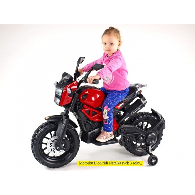 Elektrická motorka terénna Lion S plynovou rukoväťou a nožnou brzdou