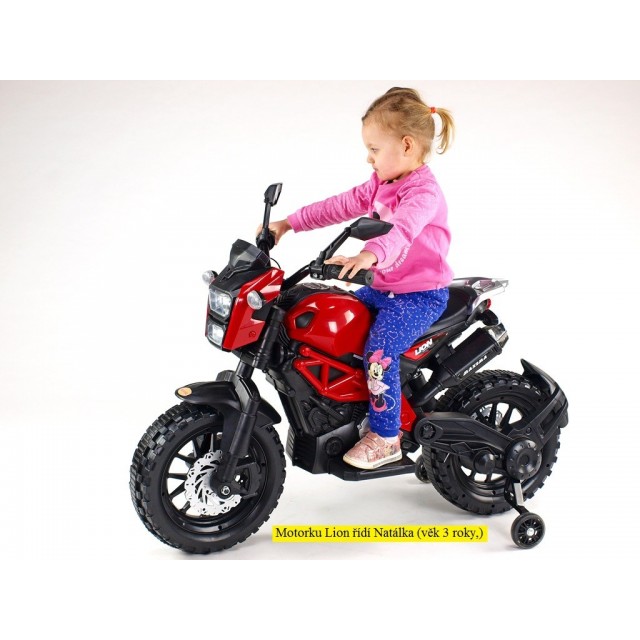 Elektrická motorka terénna Lion S plynovou rukoväťou a nožnou brzdou