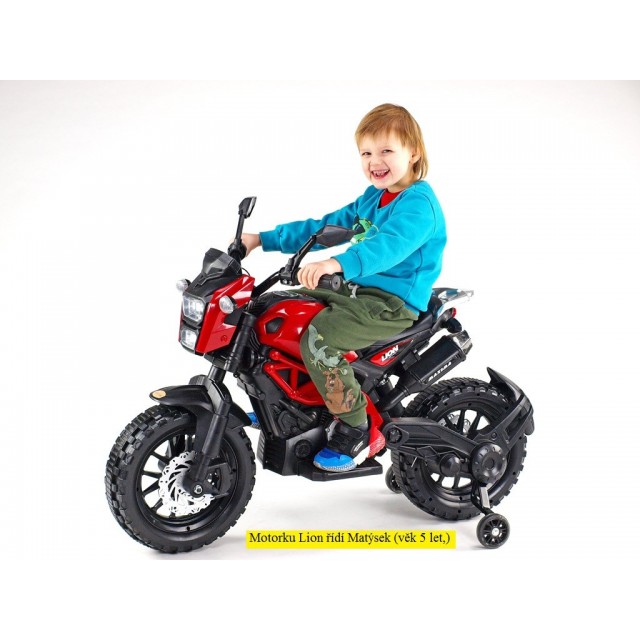 Elektrická motorka terénna Lion S plynovou rukoväťou a nožnou brzdou