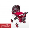 Hlboký kočík pre bábiky Jasmine Kids V1 ružový s kvetmi