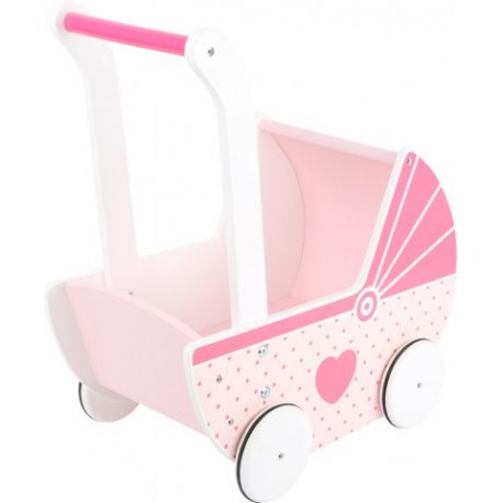 Drevený kočík pre bábiky ECO TOYS - ružový