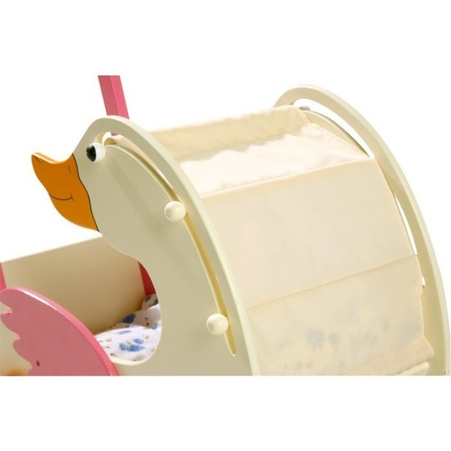 Drevený kočík pre bábiky ECO TOYS - ružový