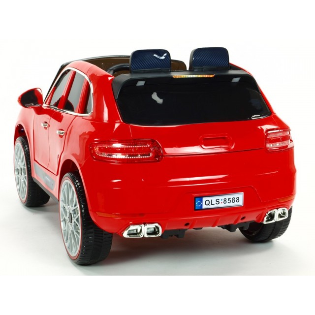 BMW X6 s 2,4G bluetooth DO, EVA kolesami, otváracími dverami,12V, čalunenou vyšívanou sedačkou, lakované čiernou farbou