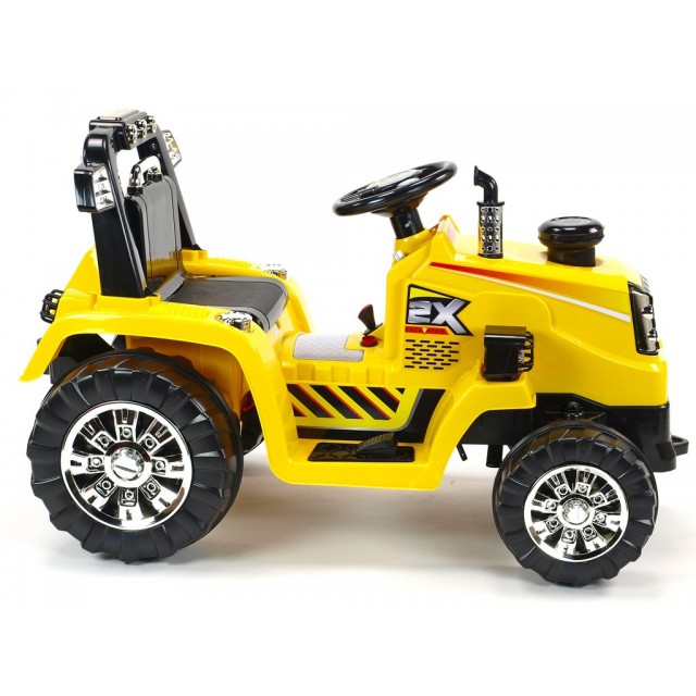 Traktor 12V, s mohutnými kolesami a konštrukciou, svetelnými LED efekty, 2xnáhon, červený