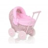 Prútený kočík pre bábiky ružový