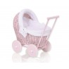 Prútený kočík pre bábiky ružový