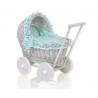 Prútený kočík pre bábiky sivý