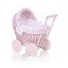 Prútený kočík pre bábiky ružový