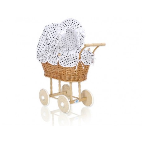 Prútený kočík pre bábiky prírodný