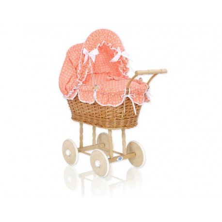 Prútený kočík pre bábiky prírodný