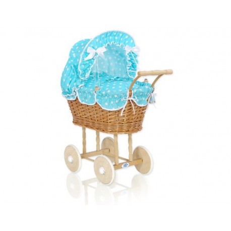 Prútený kočík pre bábiky prírodný