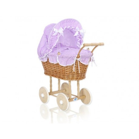 Prútený kočík pre bábiky prírodný