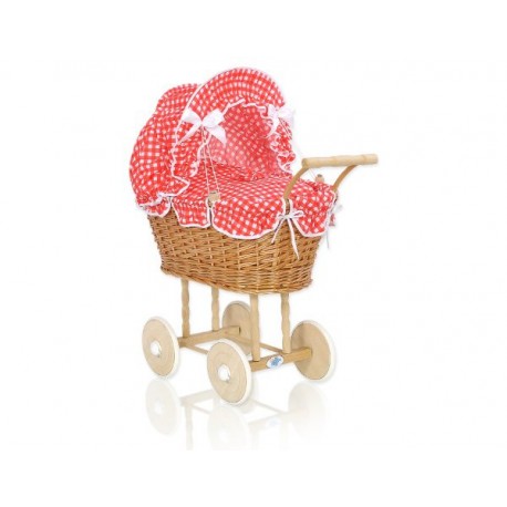Prútený kočík pre bábiky prírodný