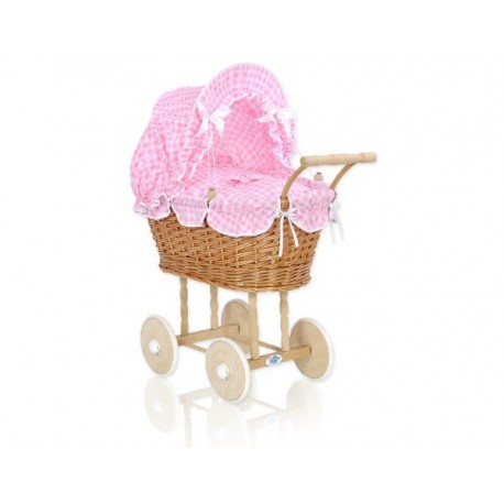 Prútený kočík pre bábiky prírodný