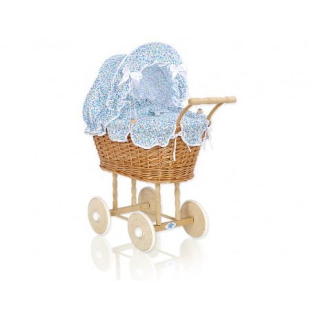 Prútený kočík pre bábiky prírodný