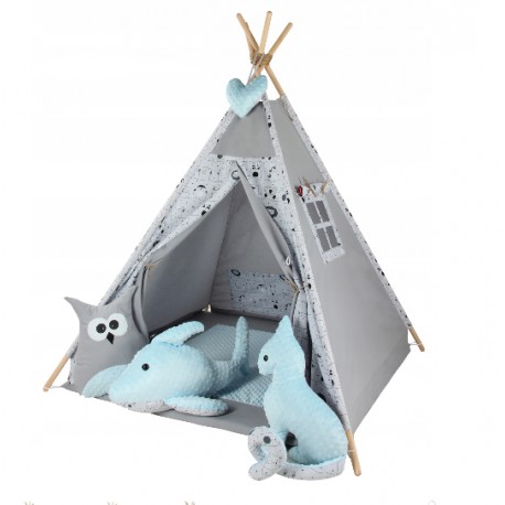 Dětský stan TÝPÍ varianta puntíky na růžovém