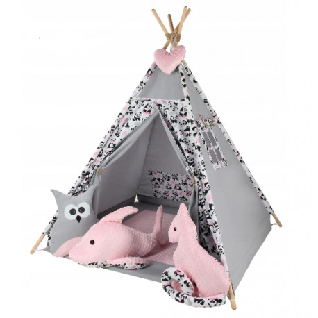 Dětský stan TÝPÍ varianta puntíky na růžovém