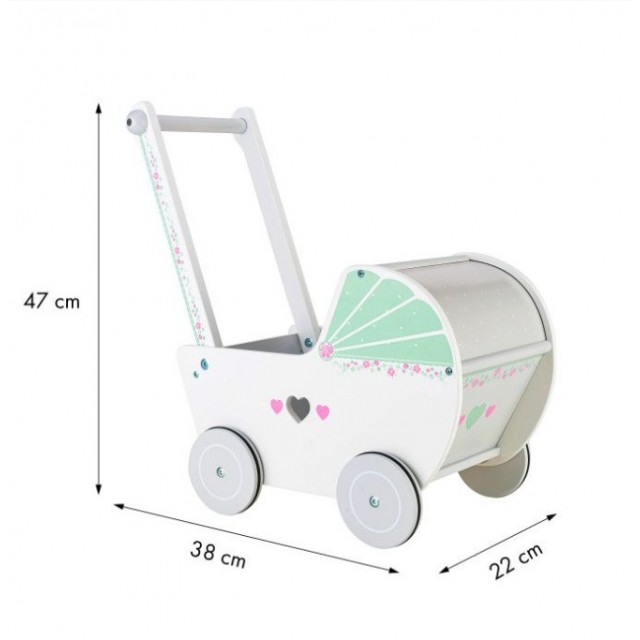 Drevený kočík pre bábiky ECO TOYS - ružový