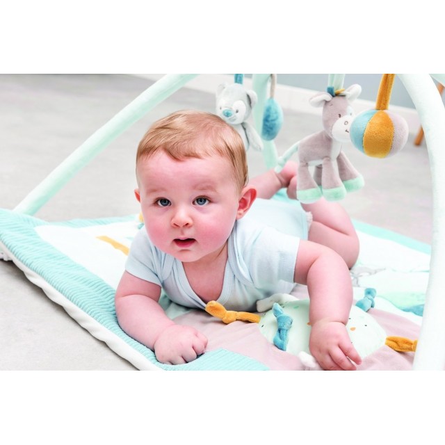 Deka na hranie 4 hračky zajačik Lapidou pink