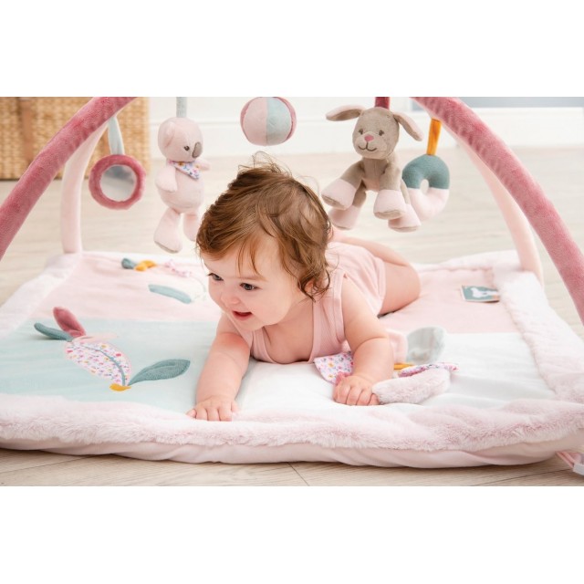 Deka na hranie 4 hračky zajačik Lapidou pink