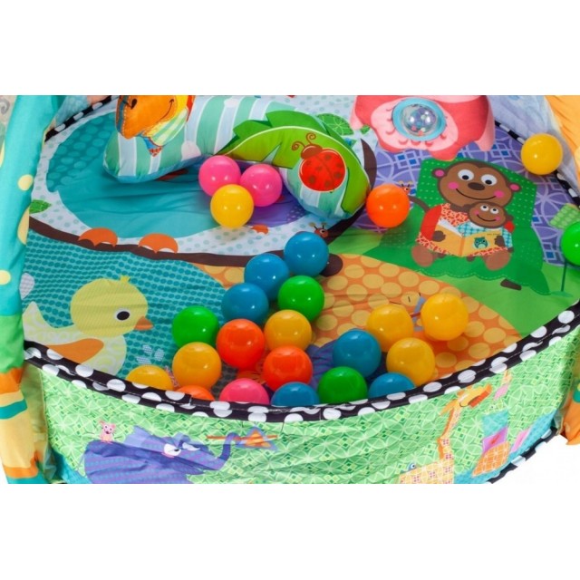 Hracia podložka 3v1, bazén s loptičkami, Sovička