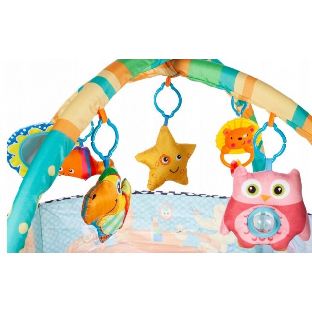 Hracia podložka 3v1, bazén s loptičkami, Sovička