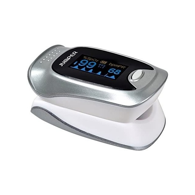 JUMPER JPD-500F pulzný oximeter s obrazovkou OLED a Bluetooth, strieborný