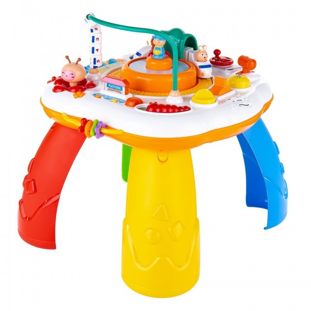 Hovoriaci a hrajúci interaktívný stolček  s jazdiacim vláčikom