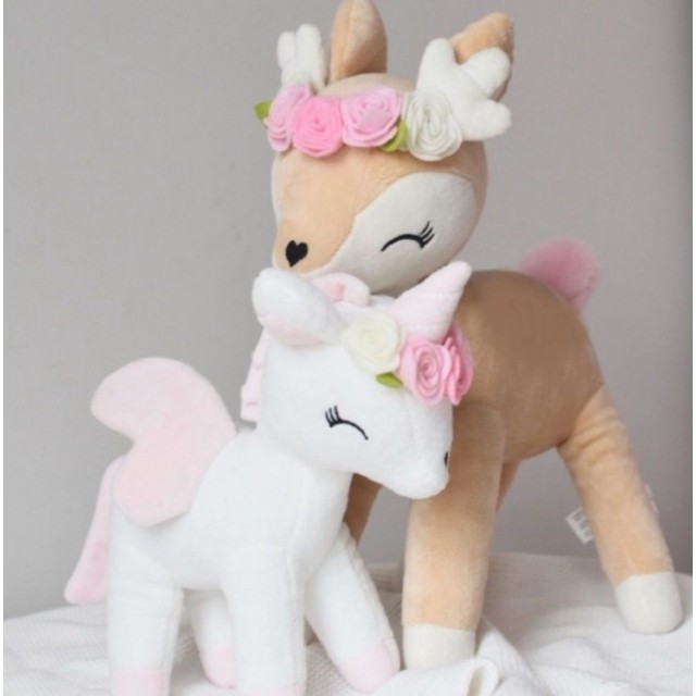 Plyšová srnka s kvetinkami 24 cm