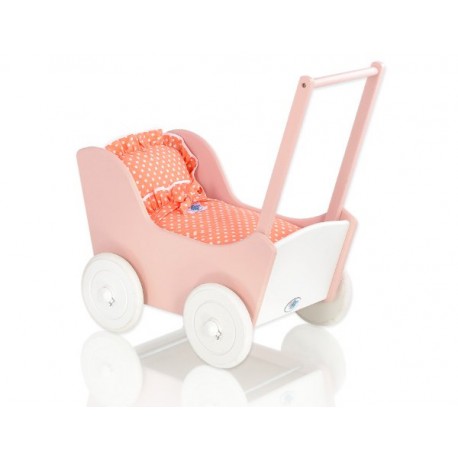 Drevený kočík pre bábiky ECO TOYS - ružový