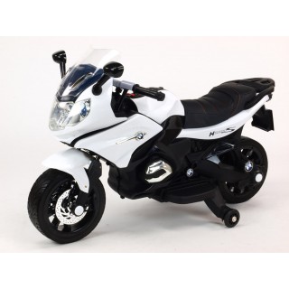Závodná motorka 12V biela