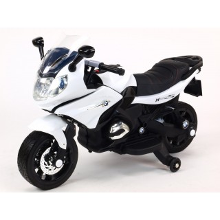 Závodná motorka 12V biela