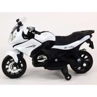 Závodná motorka 12V biela