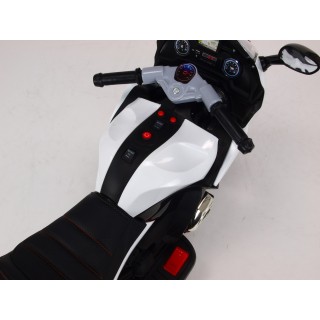 Závodná motorka 12V biela