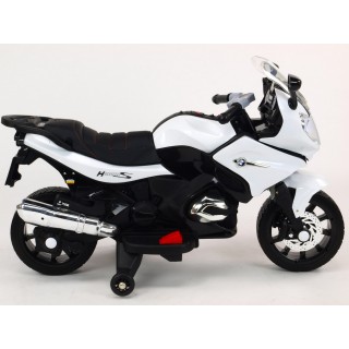 Závodná motorka 12V biela