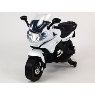 Závodná motorka 12V biela