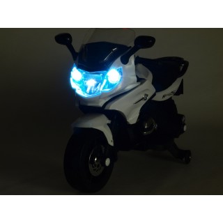 Závodná motorka 12V biela