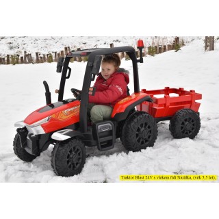 Elektrický traktor Blast s kabínou a vlekom 24V, 2x200W